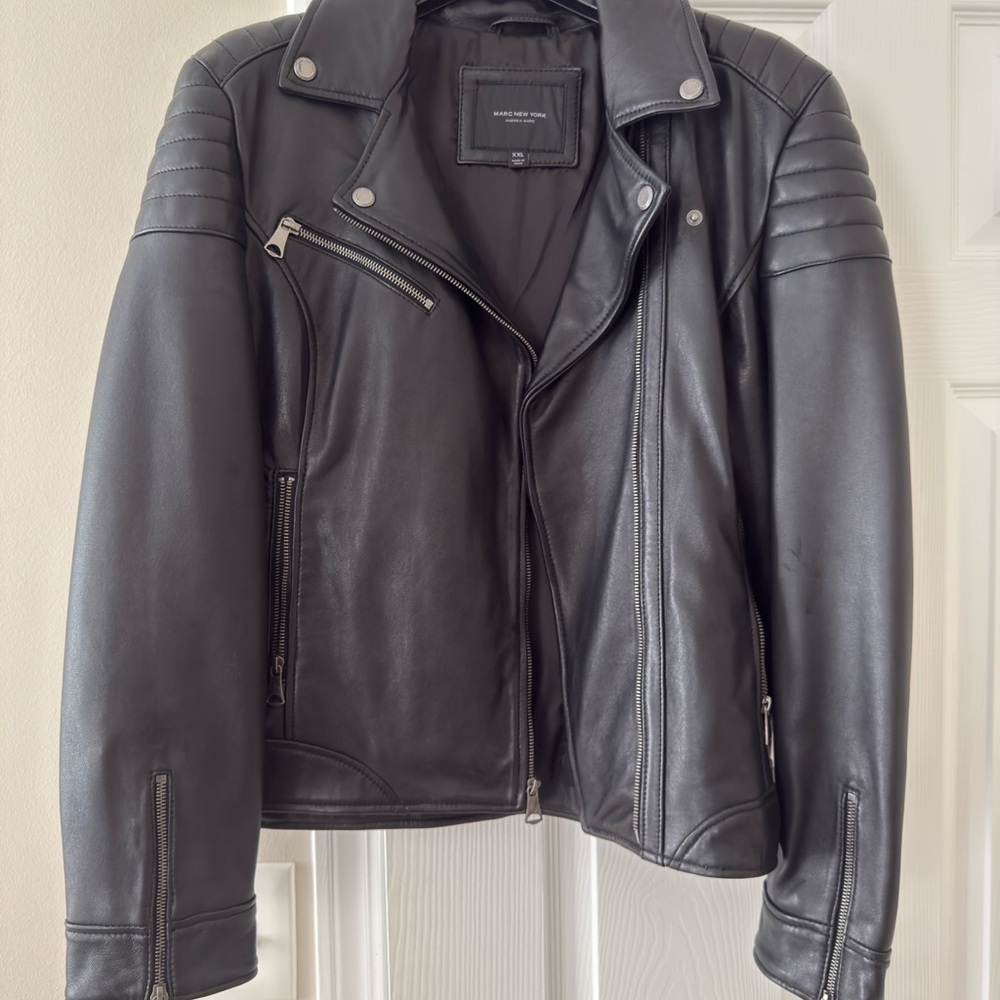Andrew Marc Classic Black Leather Moto Jacket